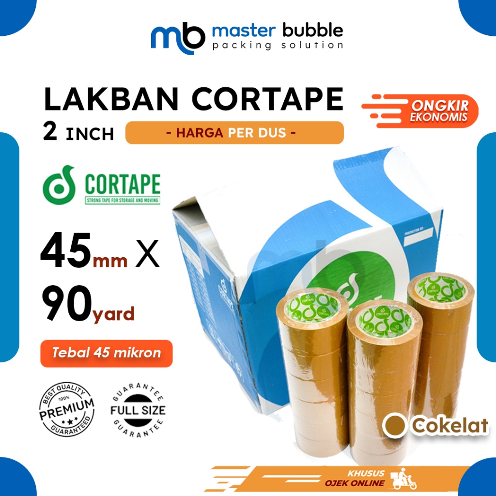 

Lakban Selotip Coklat 2inch / 45mm x 90yard Cortape Harga Perdus 72 Roll (Khusus Ojek Online)