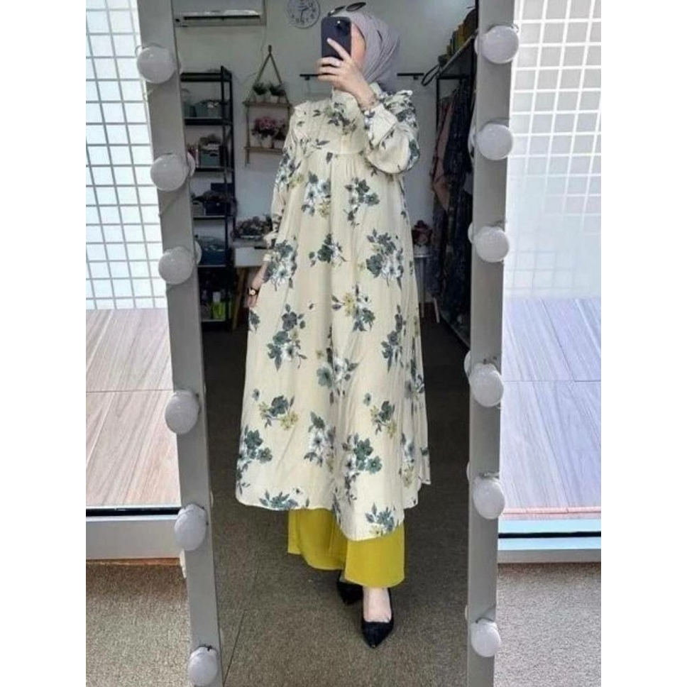 SETELAN ONESET CELANA LONG TUNIK/MIDI DRESS MUSLIM KIA RAYON DIAMOND