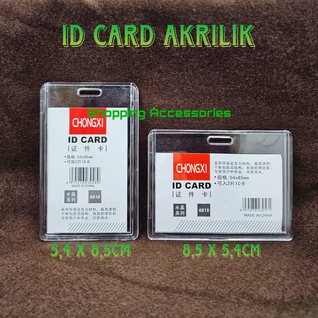 

Tempat Kartu Id Card Akrilik 2 Sisi Bening Transparan Vertikal Horizontal ID Holder Name Tag Transparan Akrilik Bening