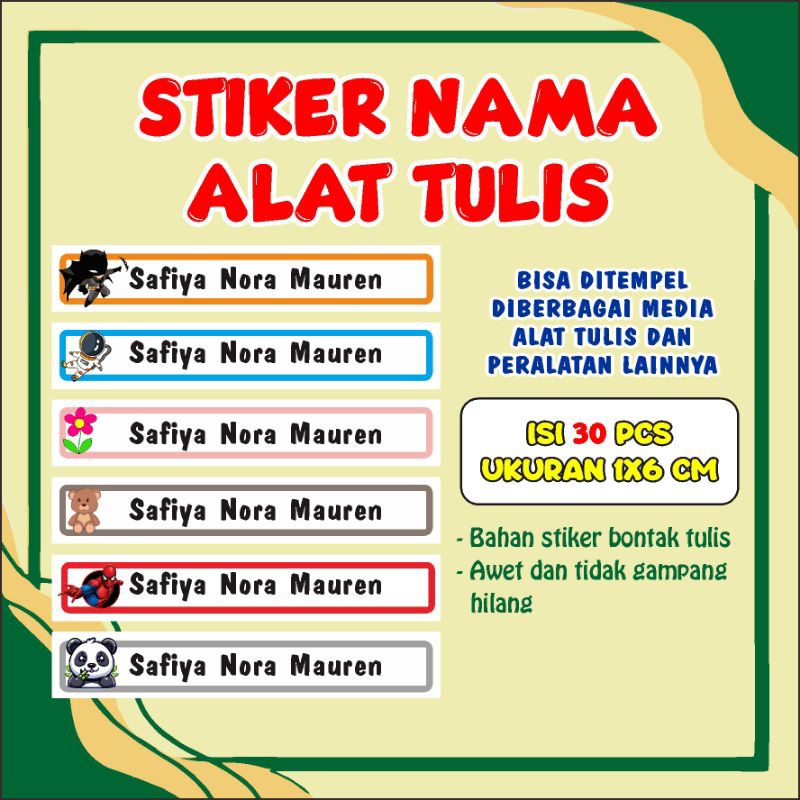 

Stiker Nama Buku Pelajaran Sticker Label Murah Isi 30 Pcs