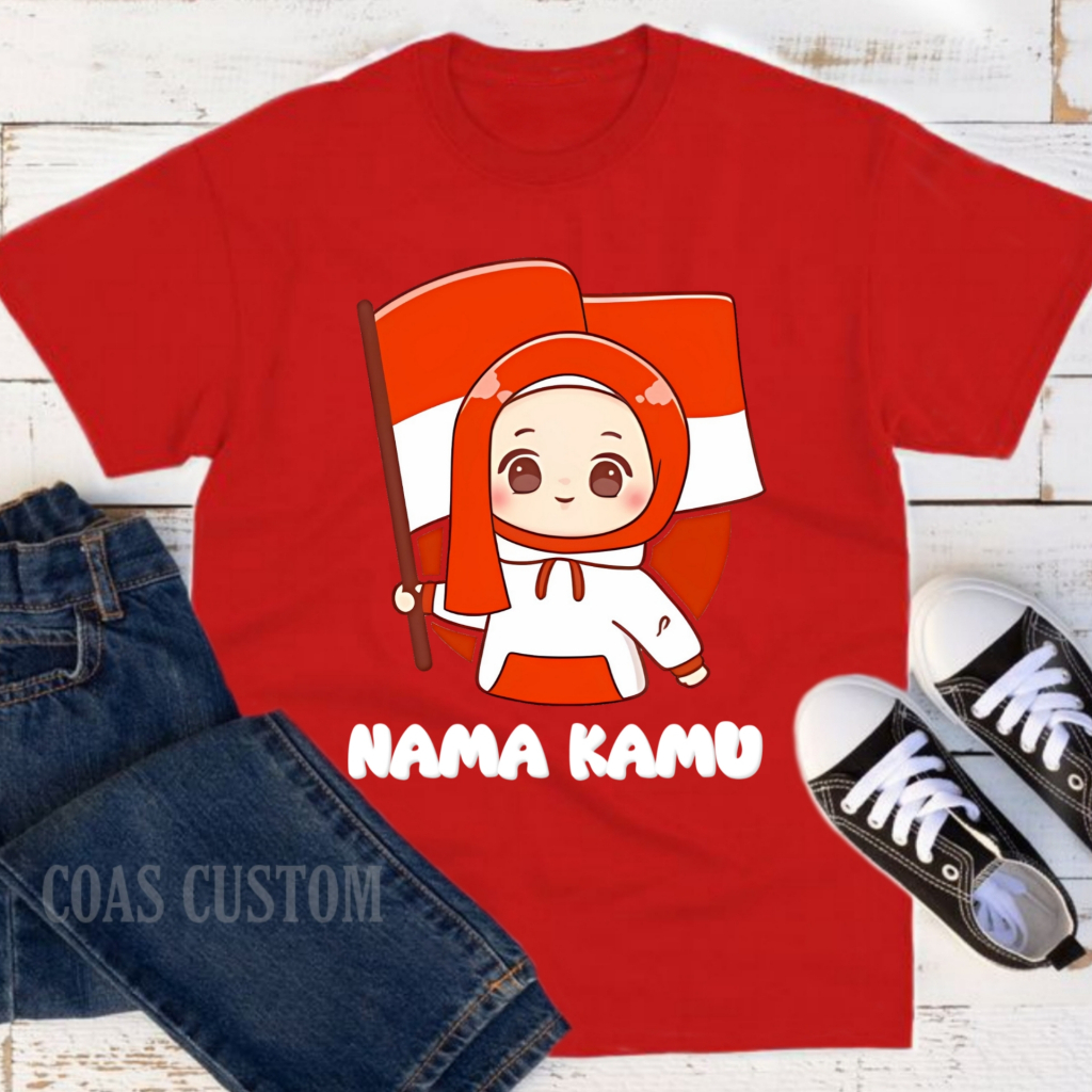 BAJU KAOS ANAK 17 AGUSTUSAN FREE CETAK NAMA