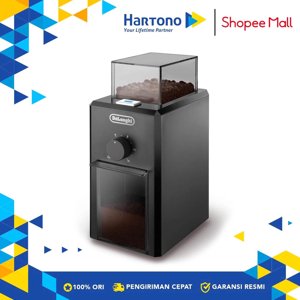 Penggiling Kopi DeLonghi KG79 - Coffee Grinder Hitam 1.5 kg, 260 mm Tinggi