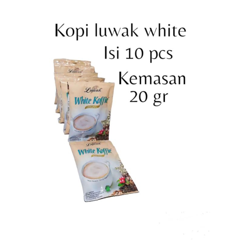 

luwak white coffe renceng isi 10 pcs, kemasan 20 gr