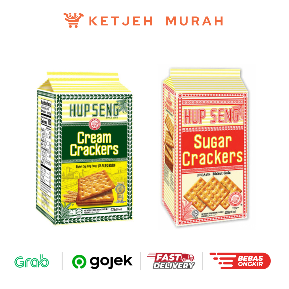 

Hup Seng Biskuit Cream Crackers Asin / Sugar Crackers Manis 428 Gram 1 Pcs