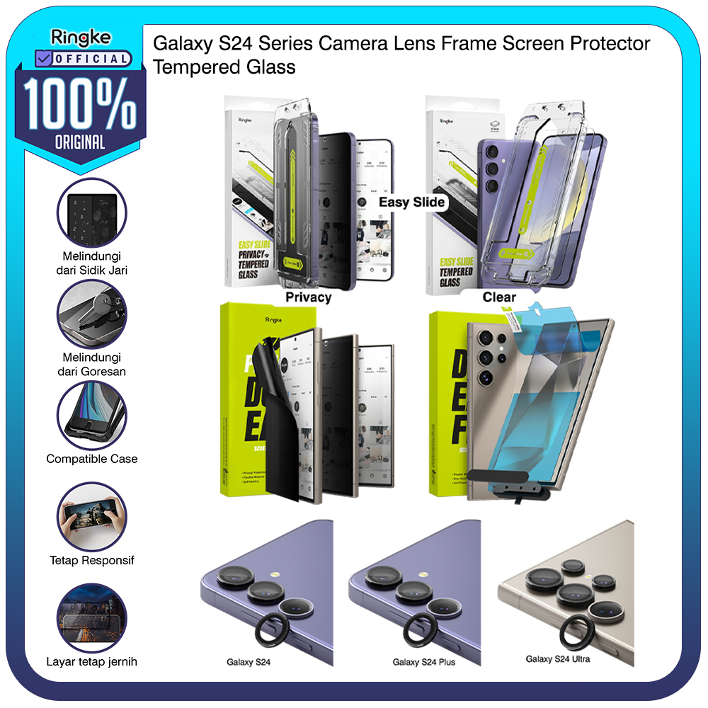 Screen Protector Ringke Samsung Galaxy S24 Ultra S24 Plus S24 Pelindung Layar Tempered Glass Clear P