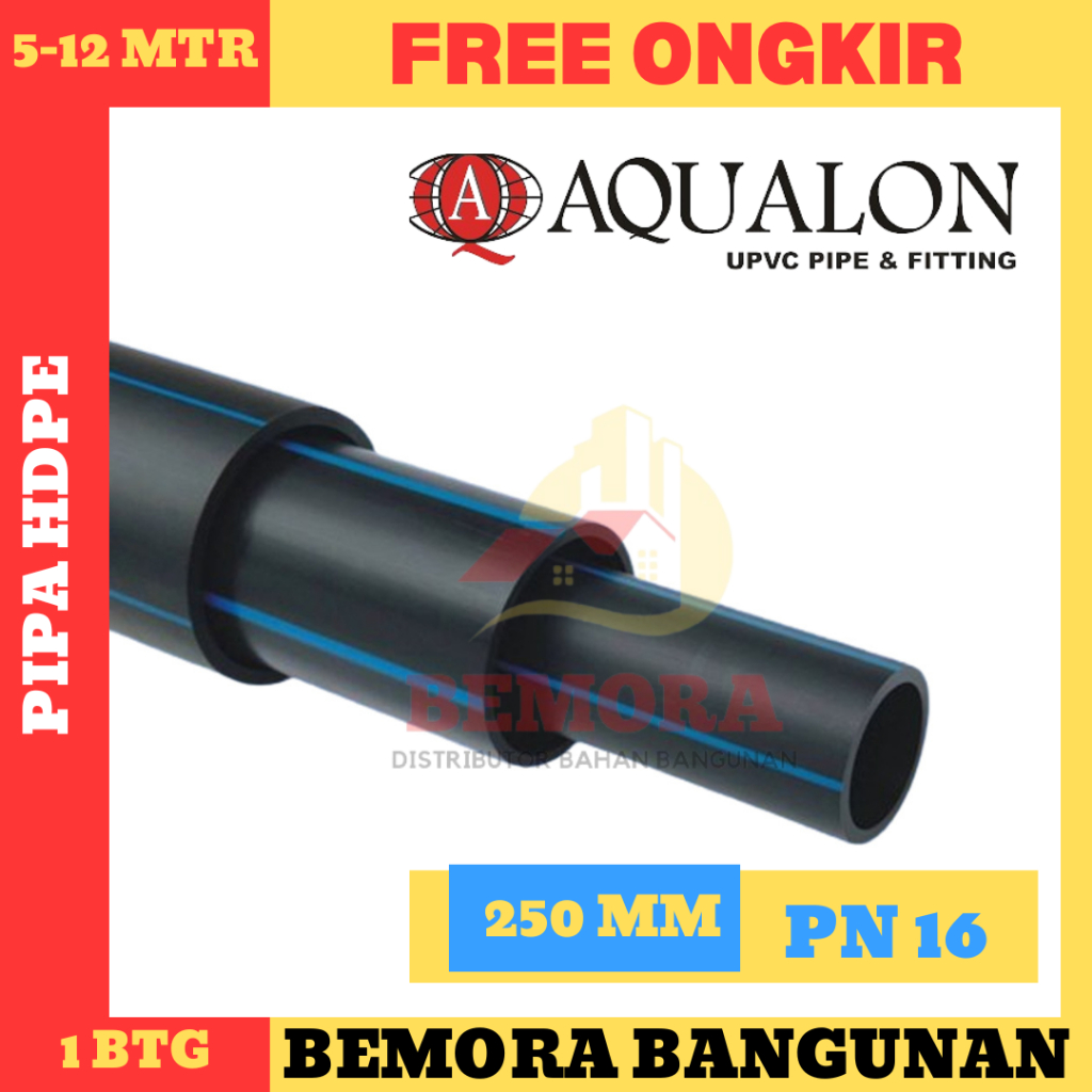 Pipa Hdpe 250 mm pn 16 Aqualon SNI 1 btg (free ongkir jabodetabek)