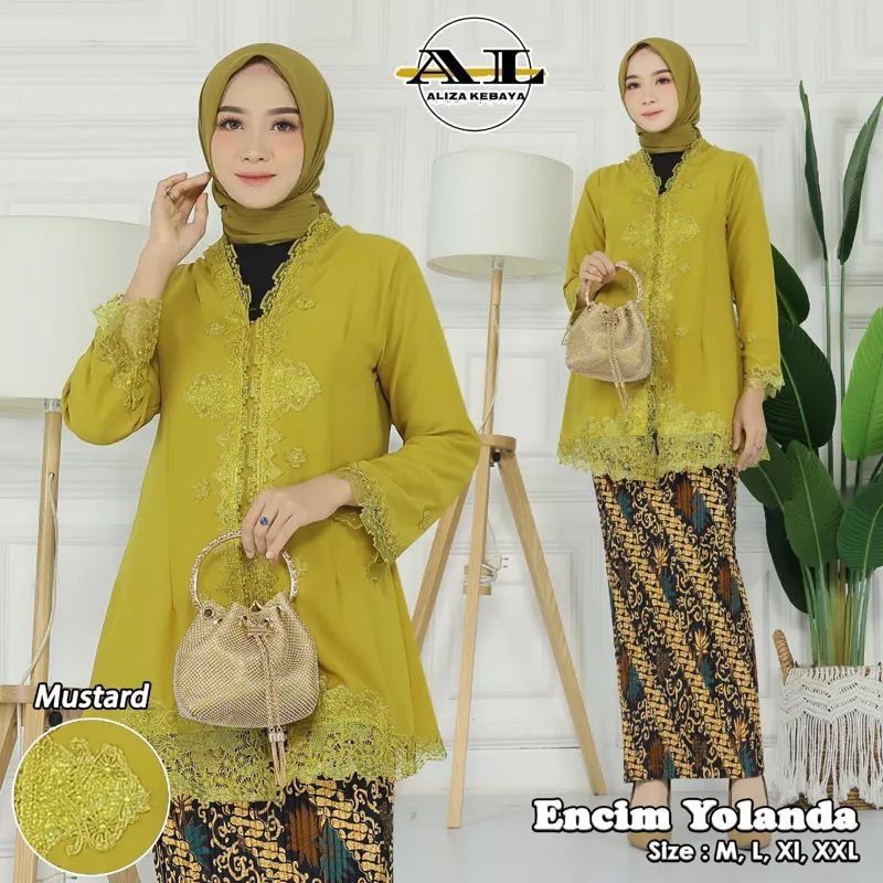 Setelan Kebaya Encim Yolanda/Kebaya Encim Bahan Cerutty Premium