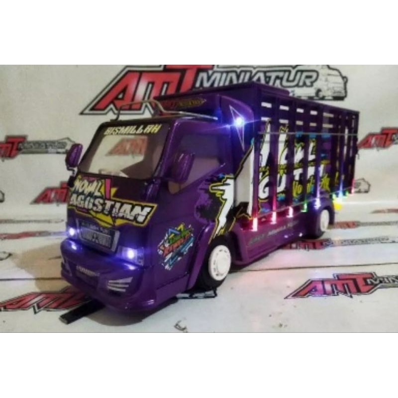 mainan anak truk oleng canter fariasi lampu leed bisa belok oleng gasruk