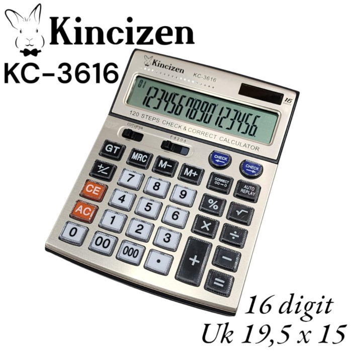 

HATI HATI BARANG KINCIZEN KC3613 Check Correct Kalkulator Cek Ulang 16 Digit LCD Besar KC3616