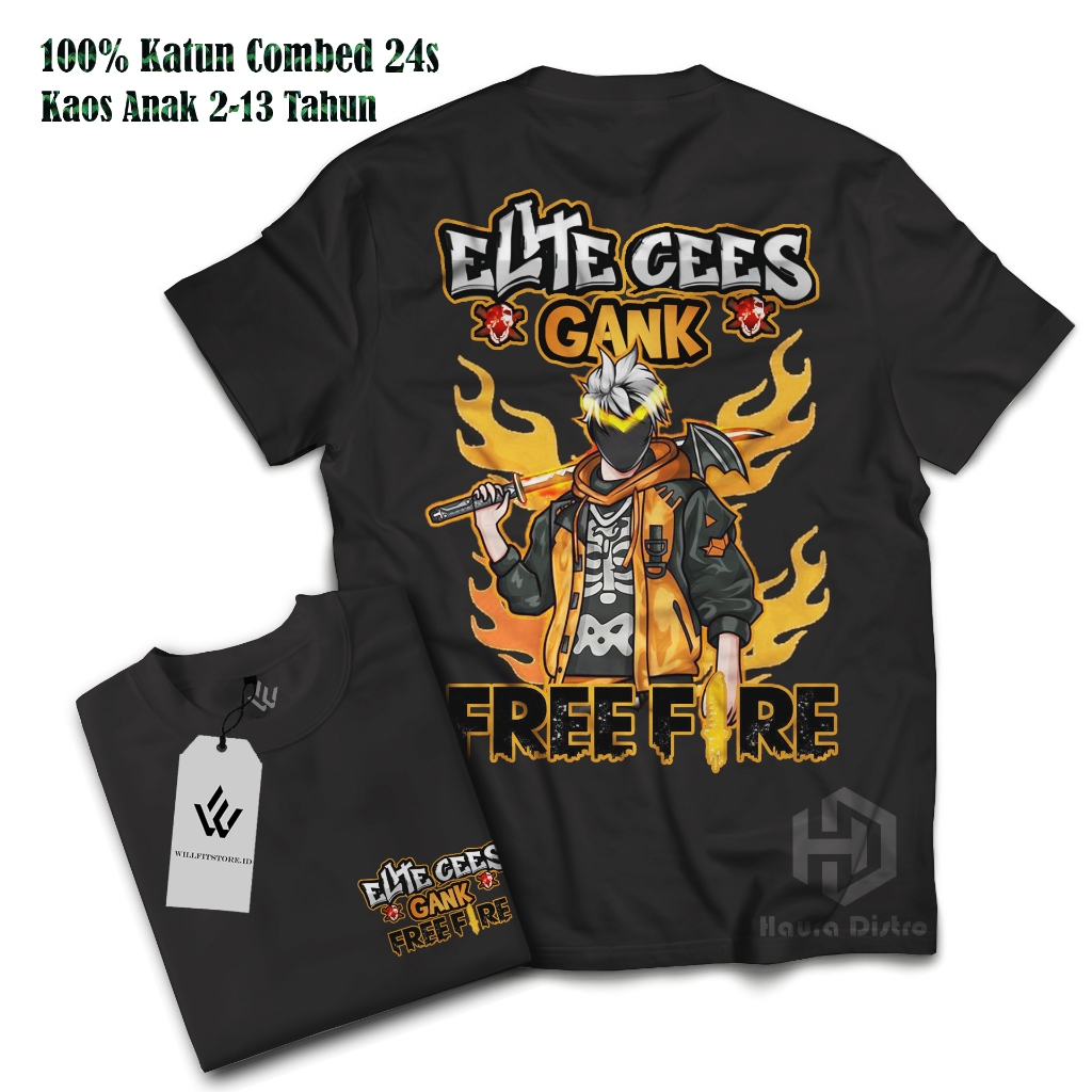 KAOS FF FREE FIRE ANAK LAKI-LAKI PEREMPUAN BAHAN KATUN 24s