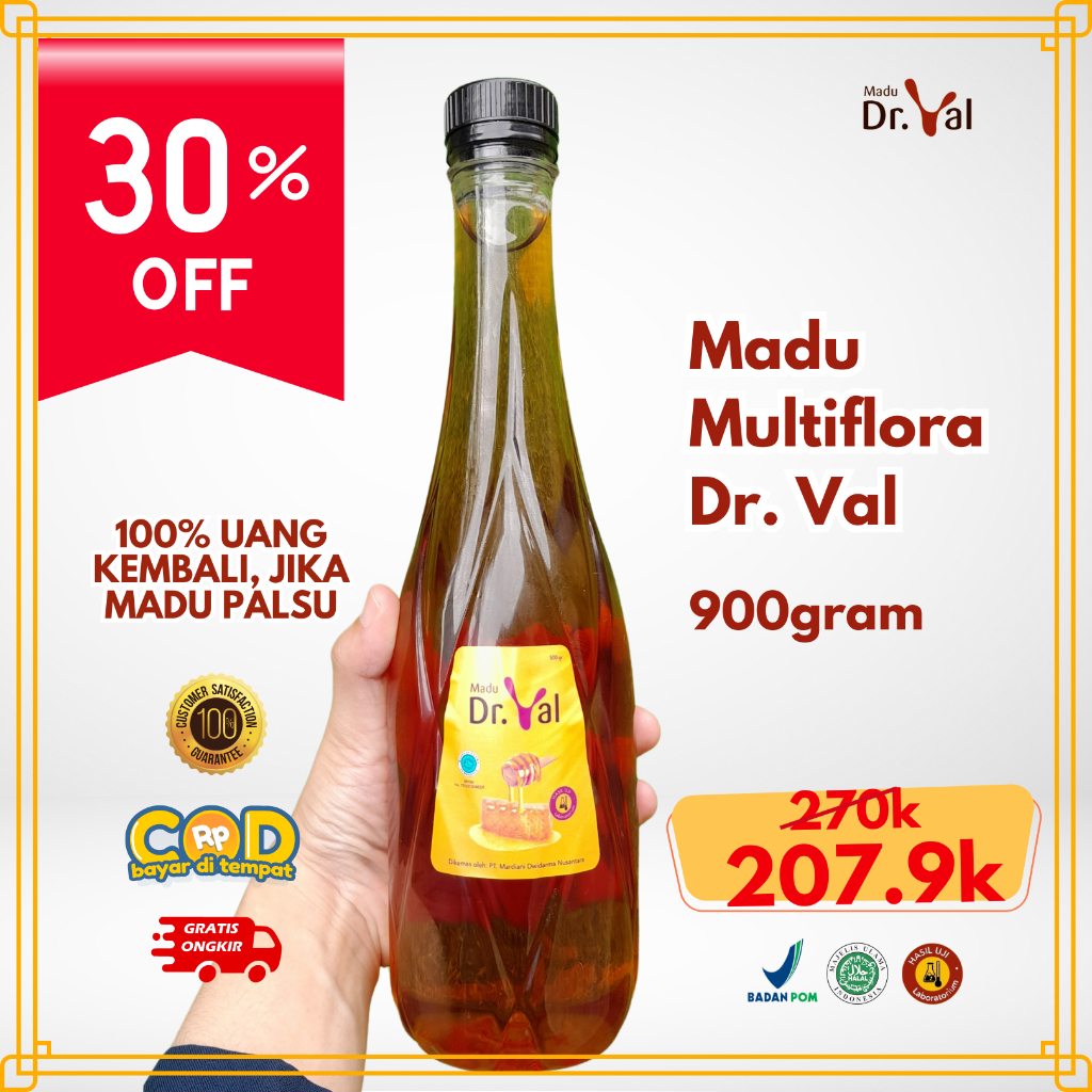 

PROMO B1G1 beli 1 gratis 1 Madu Murni Multiflora Dr.Val 900 gram 100% madu murni pure honey