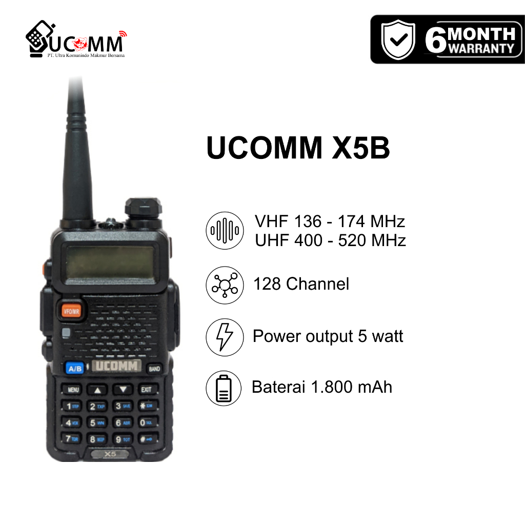 UCOMM X5B X5 B HT Dual Band VHF UHF Original Garansi Resmi 6 Bulan