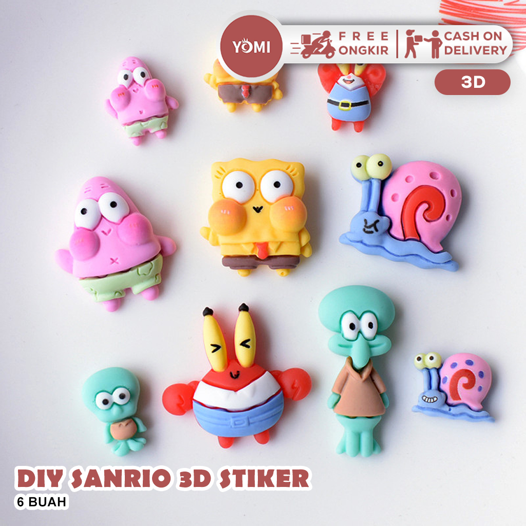

Yomi DIY Sanrio 3D Stiker 6 buah/tas Karakter Tempel Sticker Akrilik Seni Mini Kerajinan Aksesoris