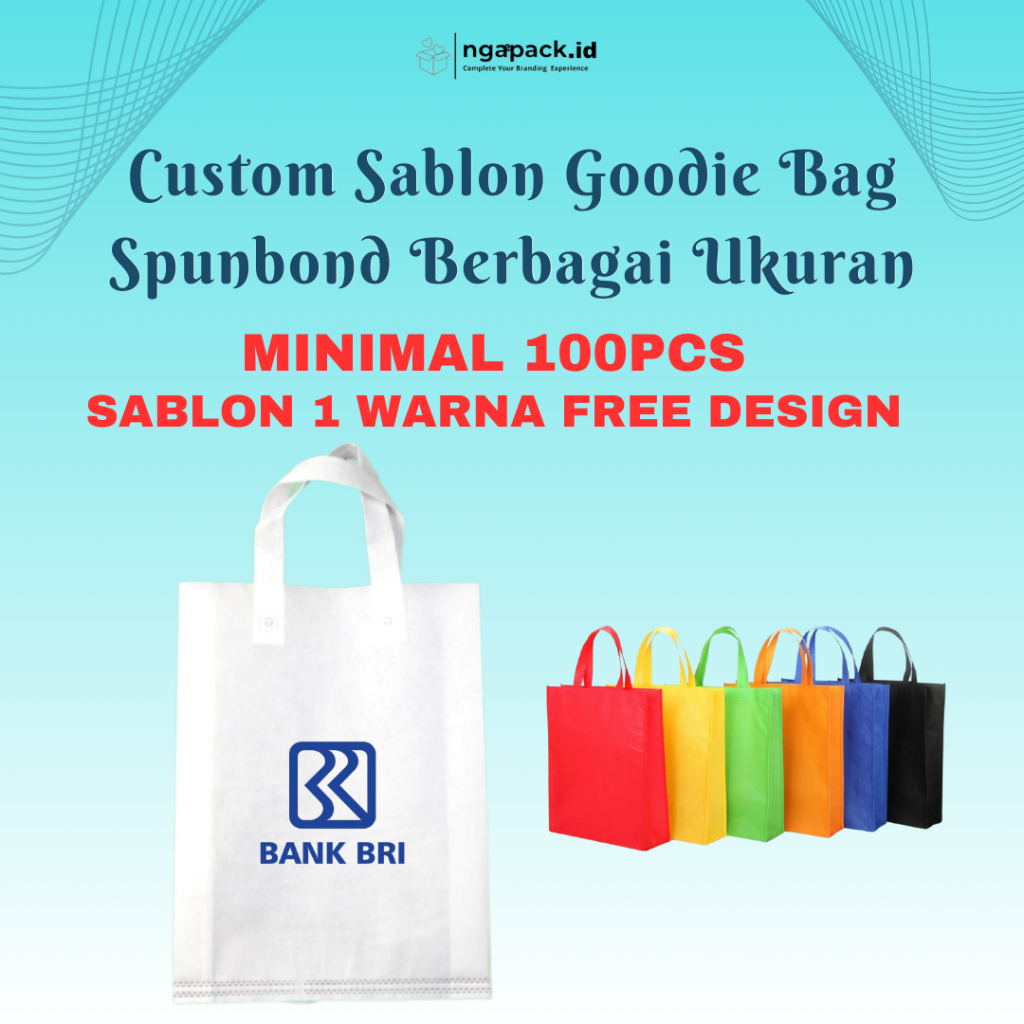 

CUSTOM SABLON GOODIE BAG SPUNBOND BERBAGAI UKURAN (SABLON 1 WARNA FREE DESIGN)