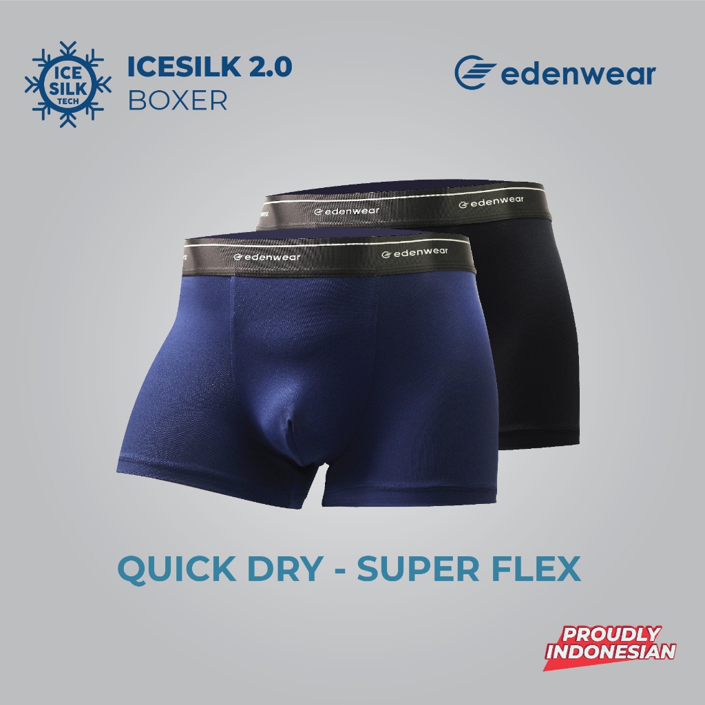 Celana Dalam Pria 2 PCS Underwear Boxer Ice Silk Edenwear Adams Series