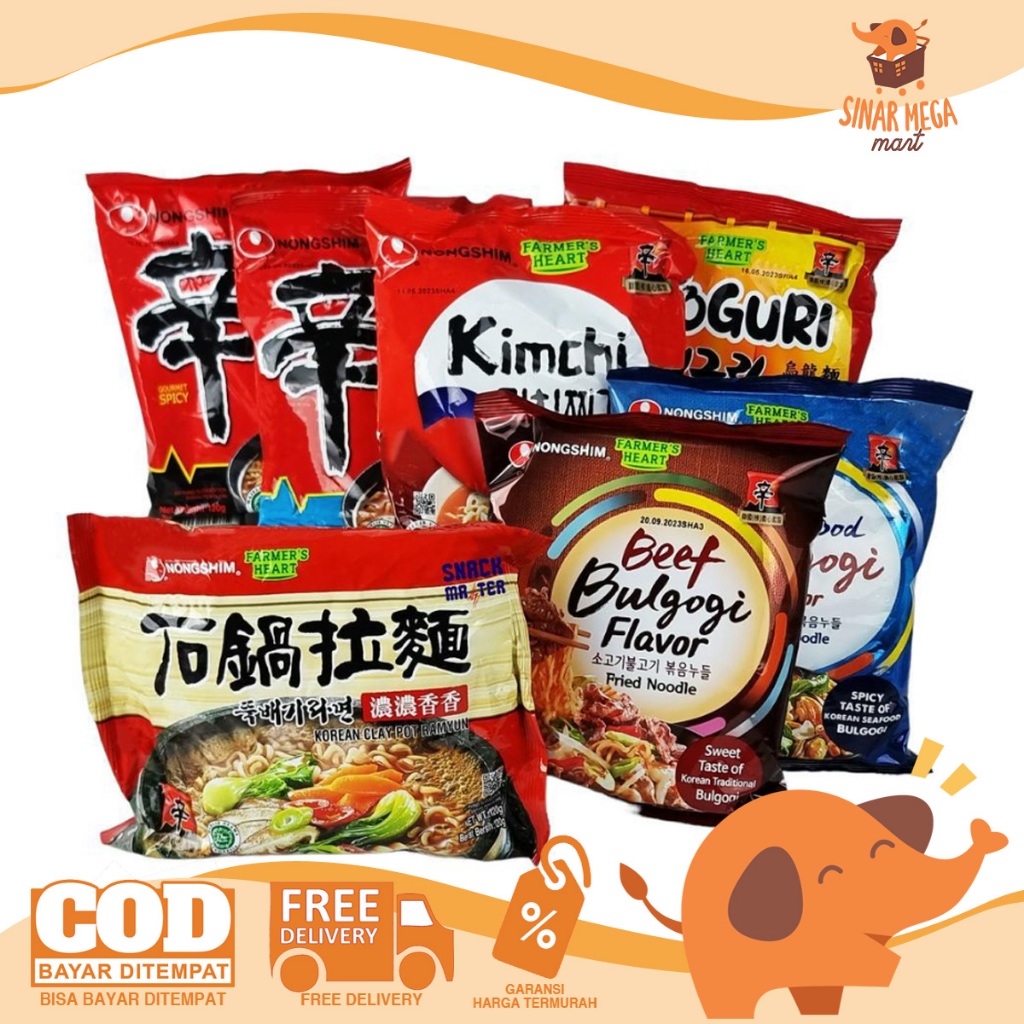 

NONGSHIM Shin Ramyun Mie Instan korea 120gr Shin Ramyun Shrimp / Kimchi / Claypot / Neoguri Udon