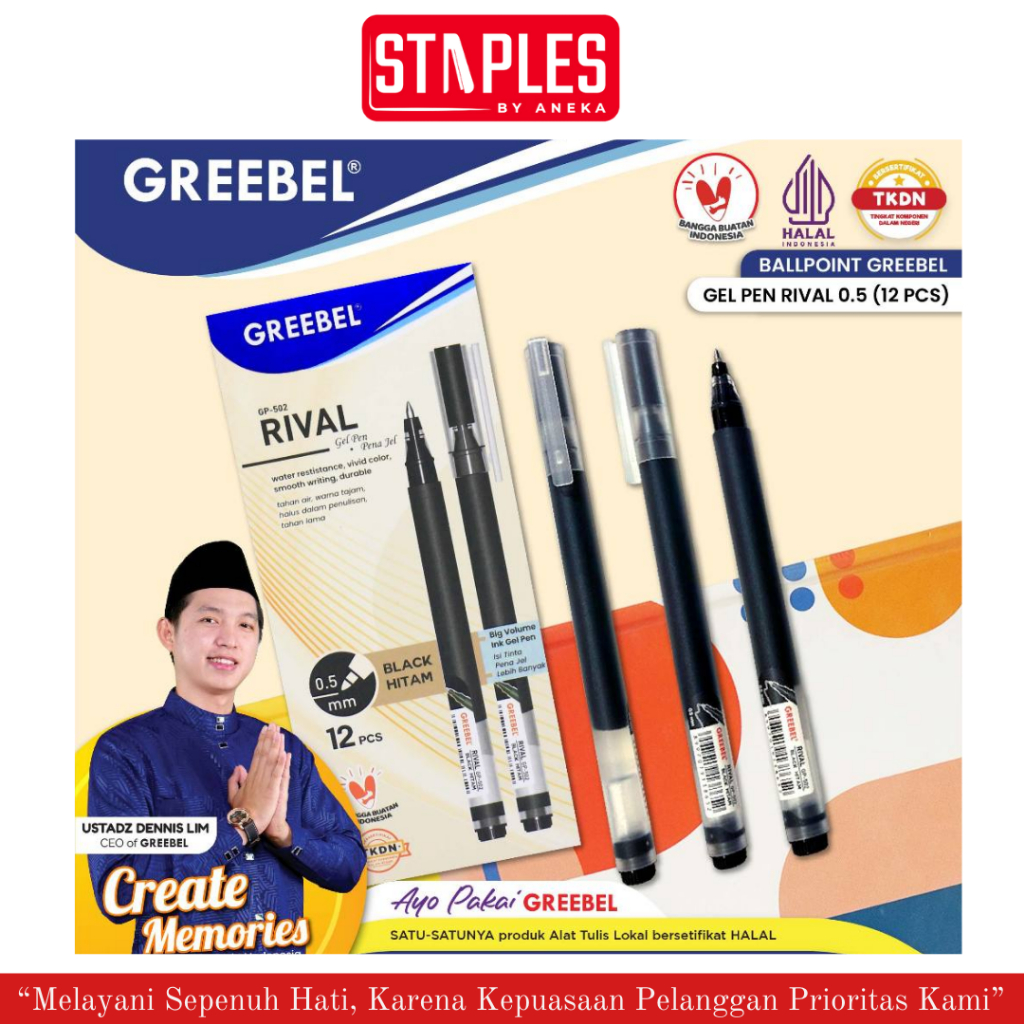 

Greebel Pulpen Gel / Gel Pen GP-502 Rival 0.5 Black / Pulpen Gel / Pulpen Greebel / Pena Gel / Ballpoint Gel