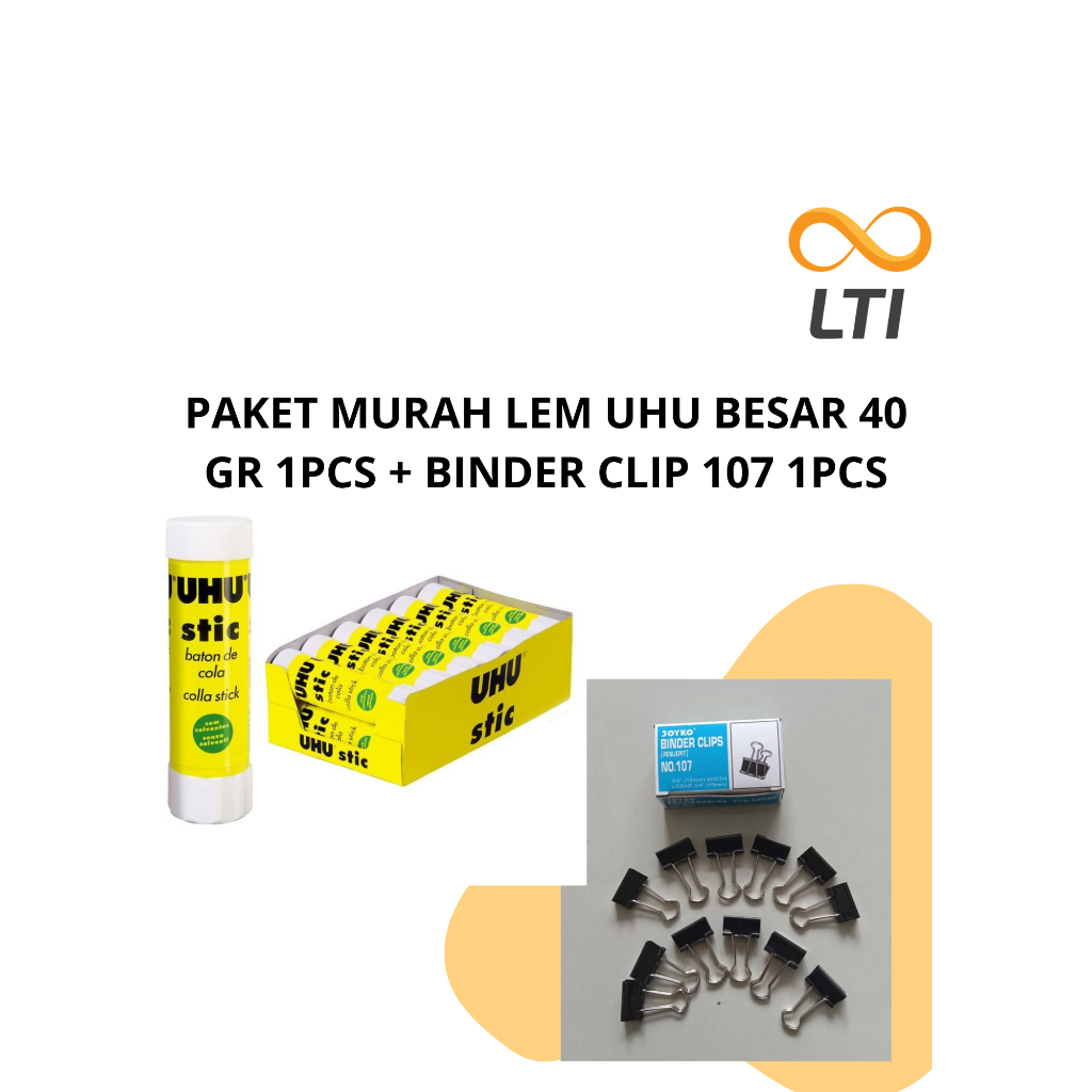 

PAKET MURAH LEM UHU BESAR 1PCS + BINDER CLIP 107 1PCS