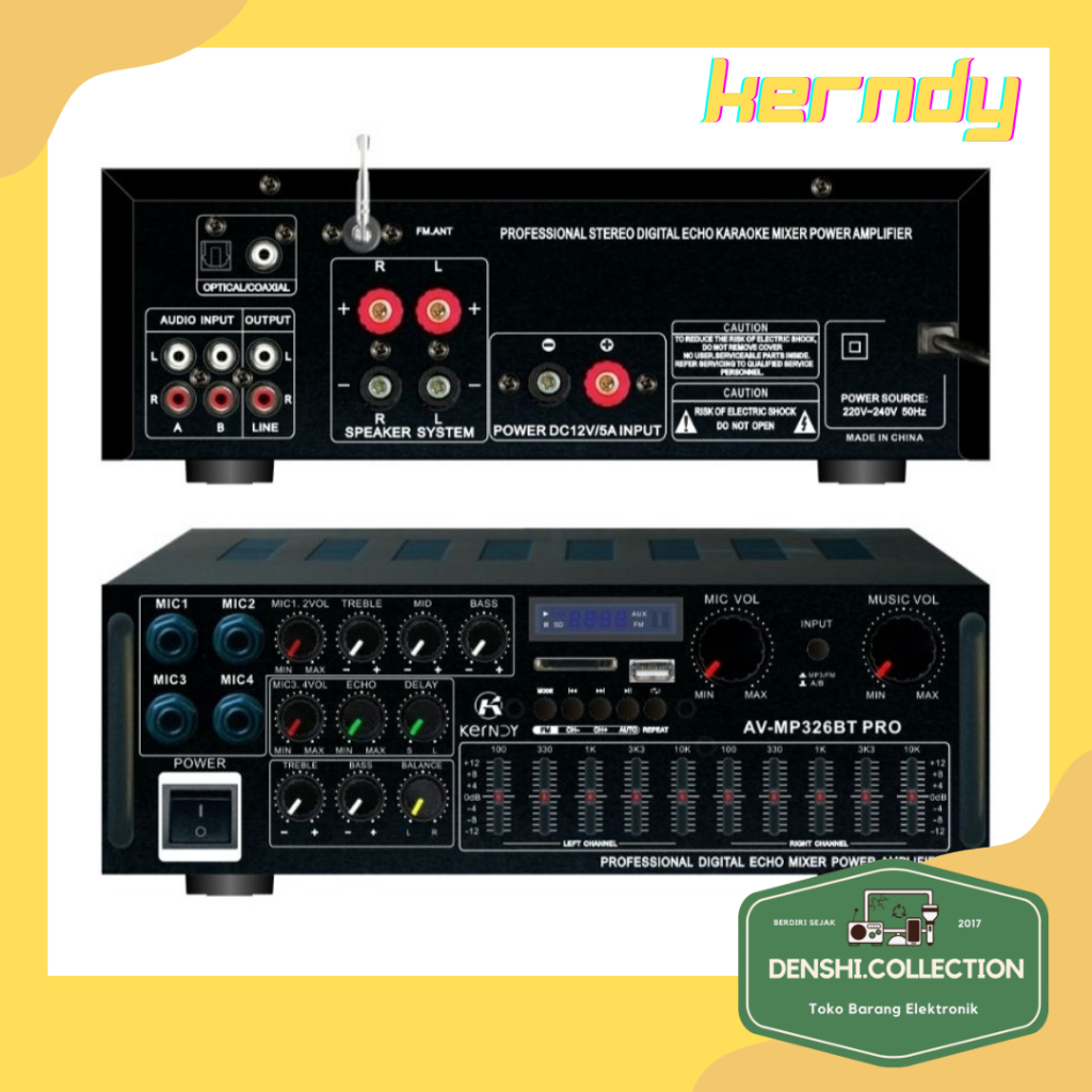 Amplifier Bluetooth EQ Audio Karaoke Home Theater Optical/Coaxial av 326bt pro KERNDY AV-MP326BT PRO