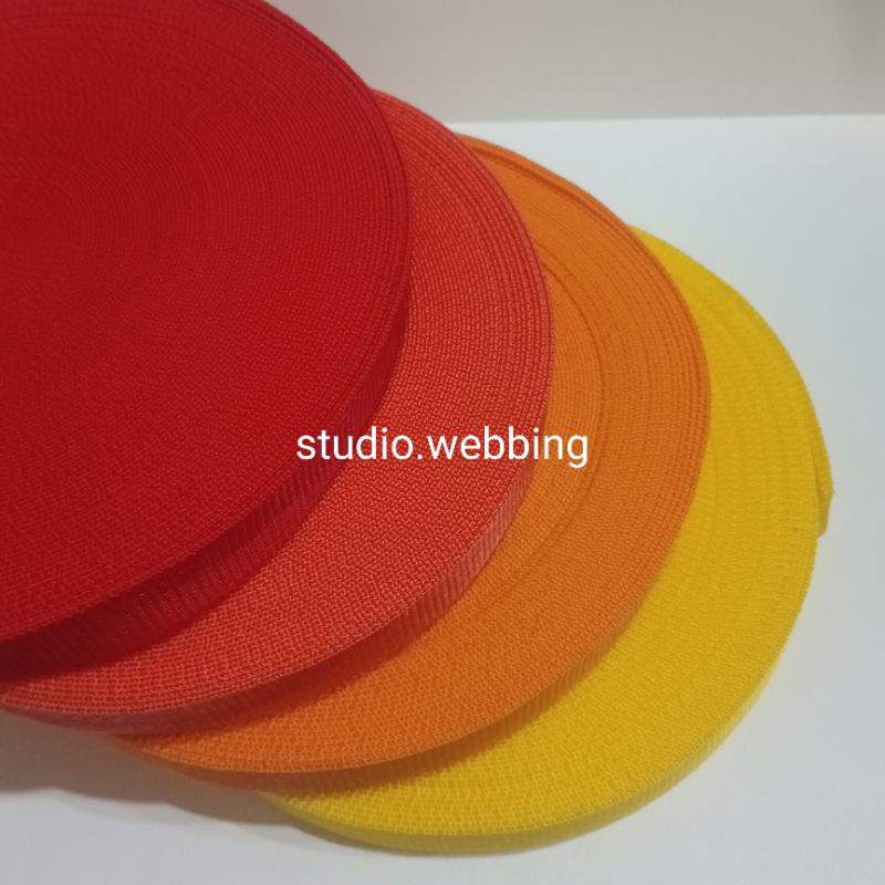 studio.webbing - webbing nylon 2.5cm (bisban nylon) webbing tas, warna merah, orange, kuning