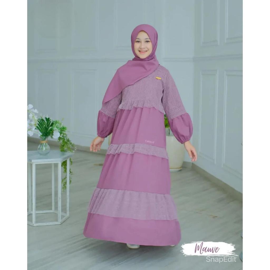COD GAMIS ANAK PEREMPUAN USIA REMJA UMUR 9-10-11-12 TAHUN MIA DRESS+PASMINA BAHAN CRINCKLE MIX BRUKA