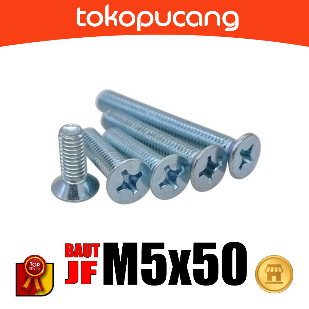 100pcs Baut JF M5X50 mm Baut Obeng Plus M5x50mm Baut Plus M5 x 50mm