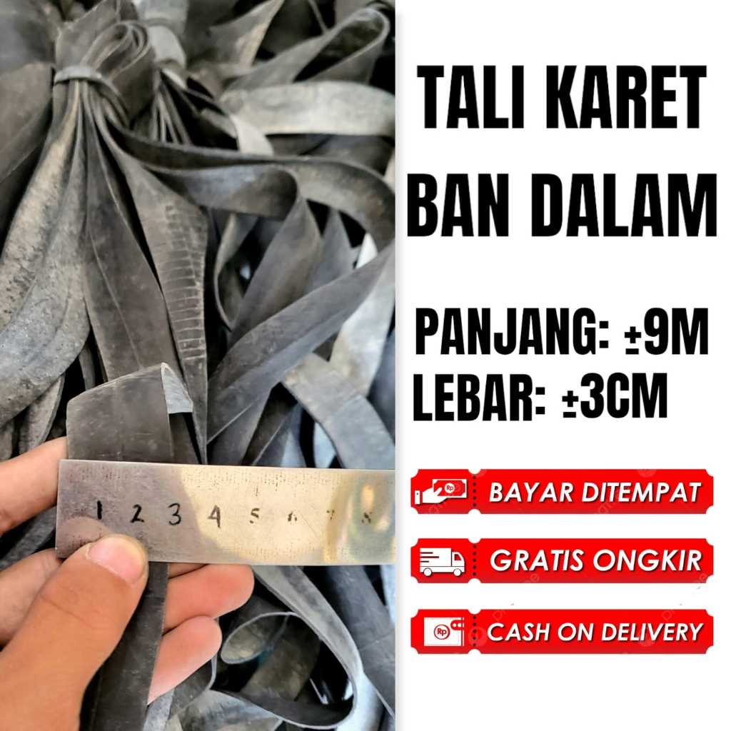 TALI PENGIKAT SERBAGUNA UKURAN 9 METER DARI KARET BAN DALAM pengikat barang tali ban tali serbaguna 