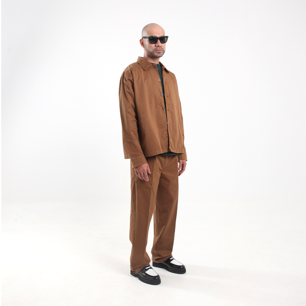 All Around Faded Longsleeve Overshirt in Brown