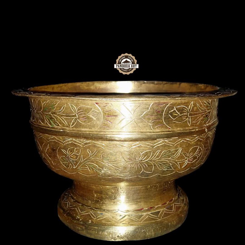 Bokor kuningan ukir lawas size BESAR ( B573 )