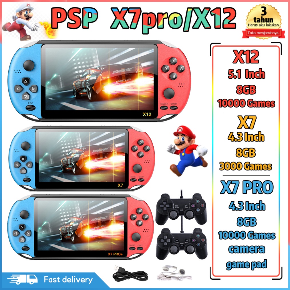 KODE F6X9 PSP X7 PROX12 Gameboy Handheld Game Console Player 43 Inch 8G Builtin 1 Games Gratis Untuk