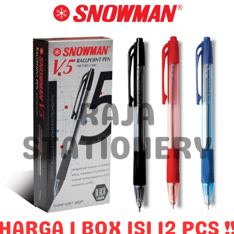 

SNOWMAN BALL PEN CLICKER BLACK BLUE RED PENA PULPEN CETEK SNOWMAN V5 HITAM BIRU MERAH LUSIN 12PCS KODE D6O9