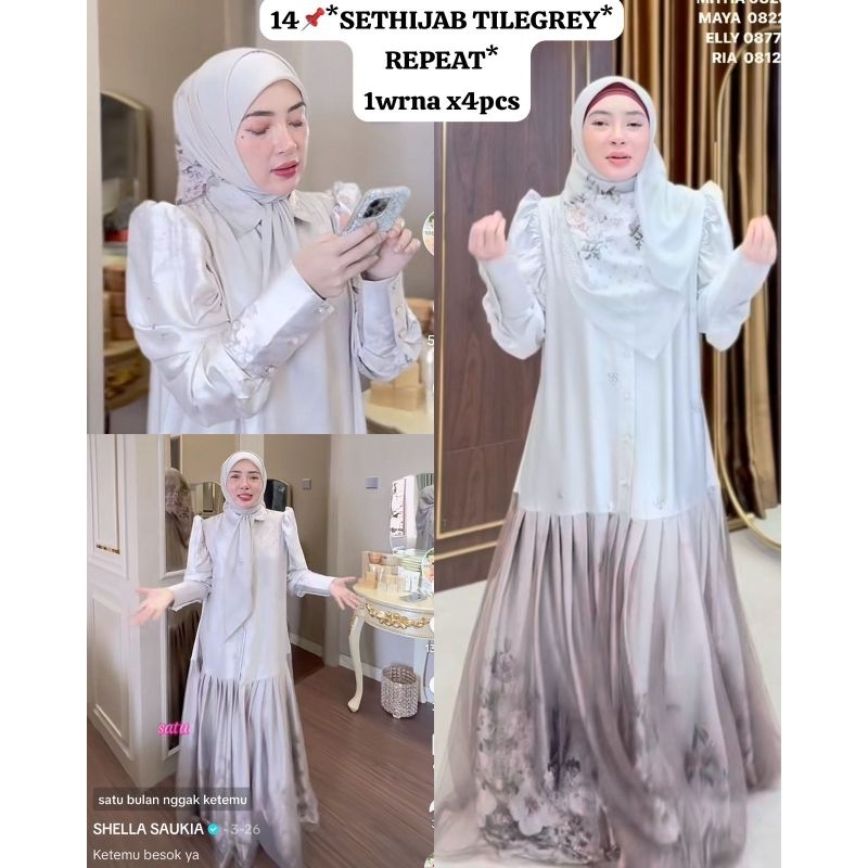 SHELLASAUKIA Dress set hijab tile grey