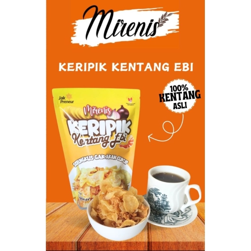 

Mirenis Keripik Kentang Ebi 150gr Homemade Tanpa MSG Tanpa Pengawet