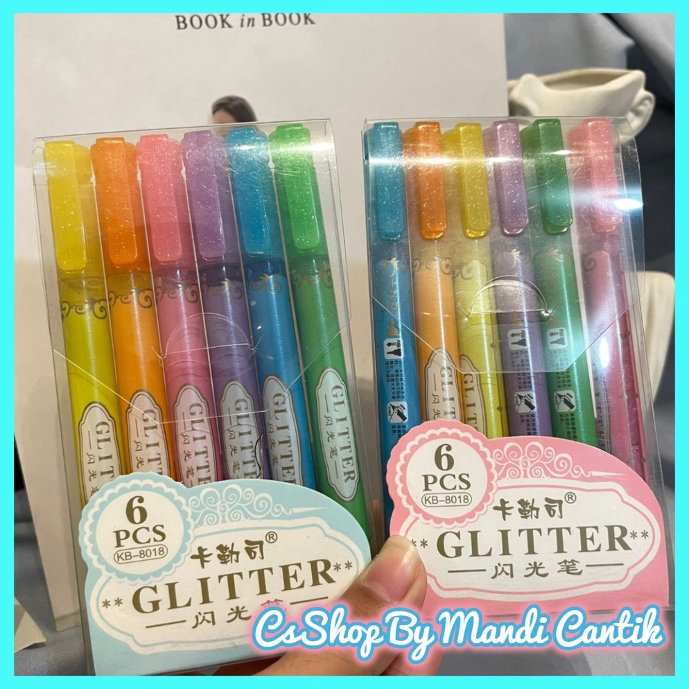 

Stabilo Glitter 1 Set 6 Pcs Warna Neon Alat Tulis Sekolah Lucu Murah b B7F7