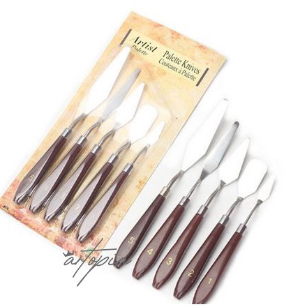 

Painting Knife 5pcs Set Stainless Wood Handle Pisau Palet Lukis Knives Palette Spatula Dekorasi Kue Lukis Art Cake Painting Paint m D4G2