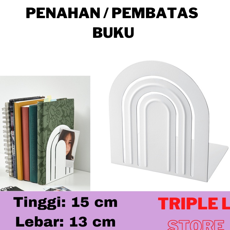 

KI3 Penahan Sandaran Penyangga Pembatas Buku Baja 15 x 13 cm Putih