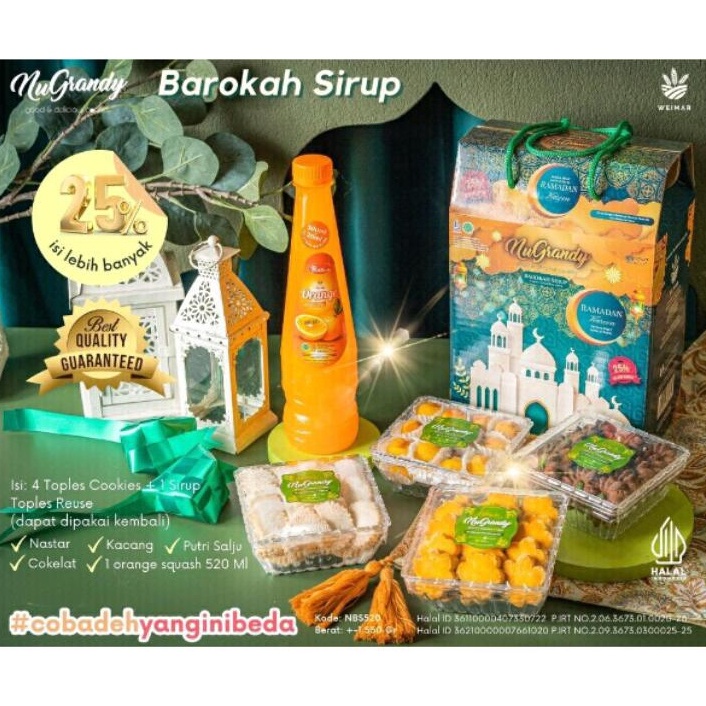 

FANTASTIS nugrandy hempers lebaran 4 Toples Cookies 52 ML Sirup