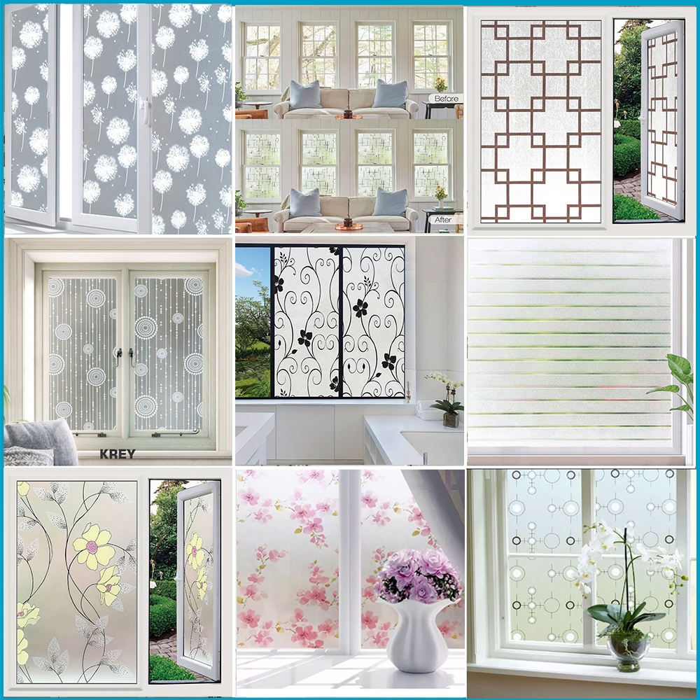 Stiker Kaca Jendela Rumah Kantor Sticker Polos Motif Kotak Sandblast Lebar 90 cm