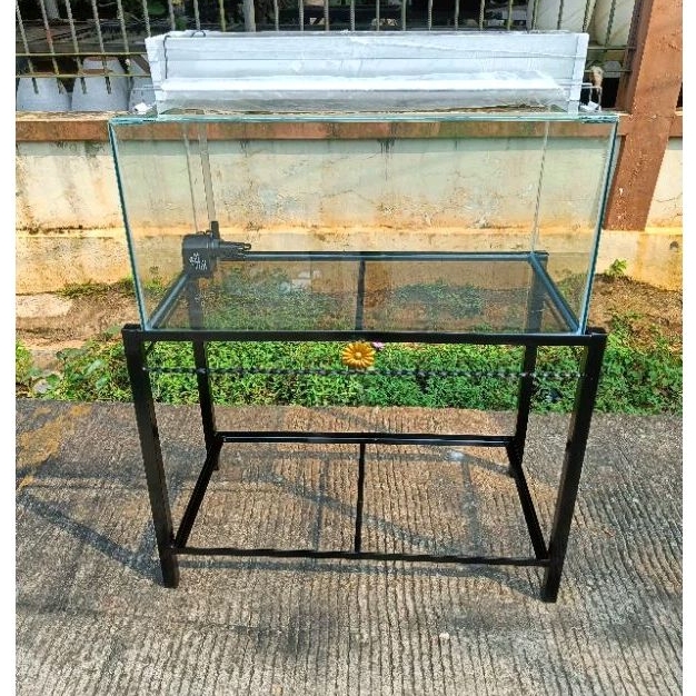 Aquarium paket hemat 80x40x40 + rak filter dan lampu