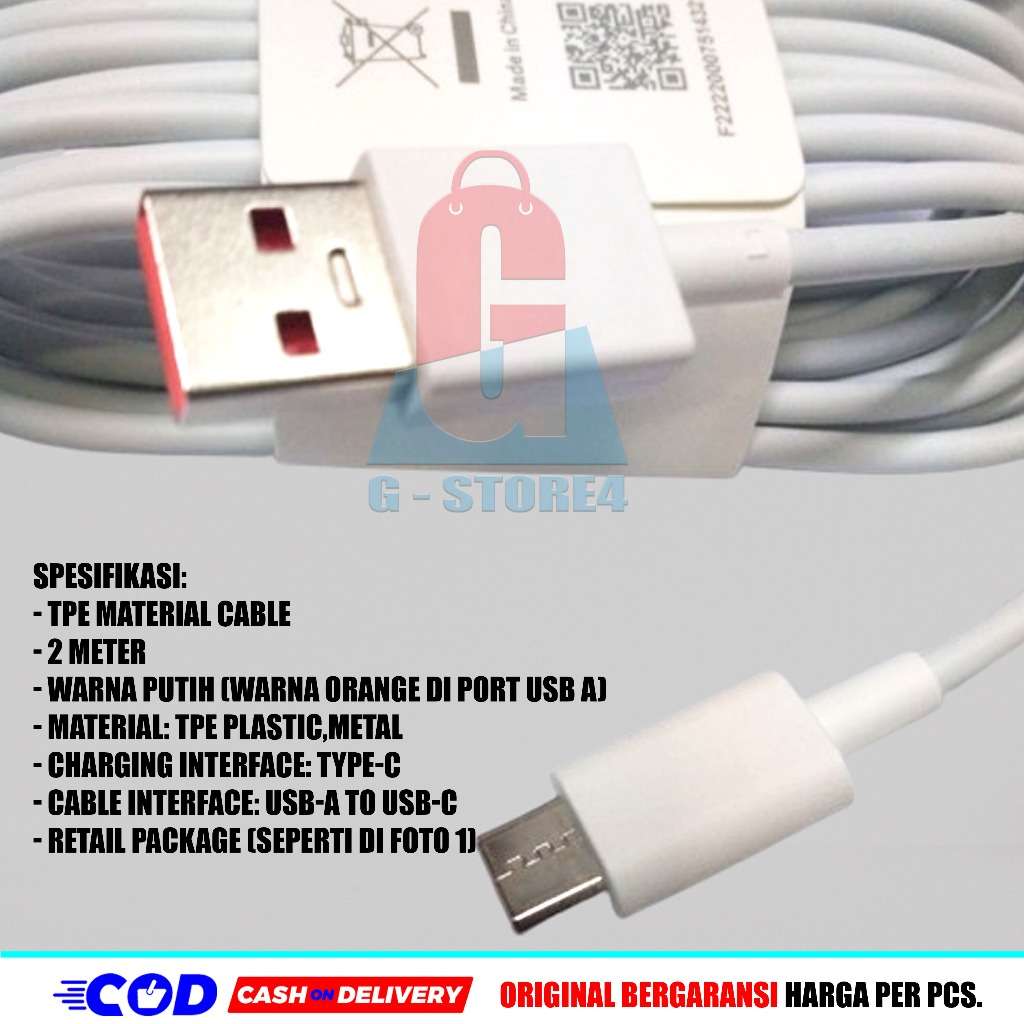 KABEL DATA XIAOMI 5A TURBO CHARGE PANJANG 2 METER TYPE C ORI GARANSI