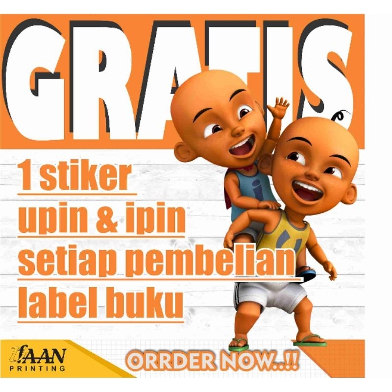 

dfaan ~ STIKER LABEL BUKU MATA PELAJARAN, GAMBAR UPIN IPIN ISI 10PCS, UKURAN 4CM X 7CM