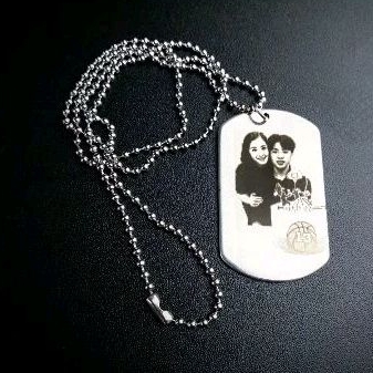 kalung stainless dog tag silver identitas TNI custom logo nama grafir laser kado souvenir