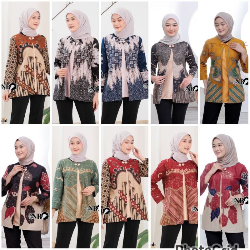 STRPE219 ATASAN BATIK WANITA MODERN ATASAN BATIK WANITA KOMBINASI BLUS BATIK KOMBINASI