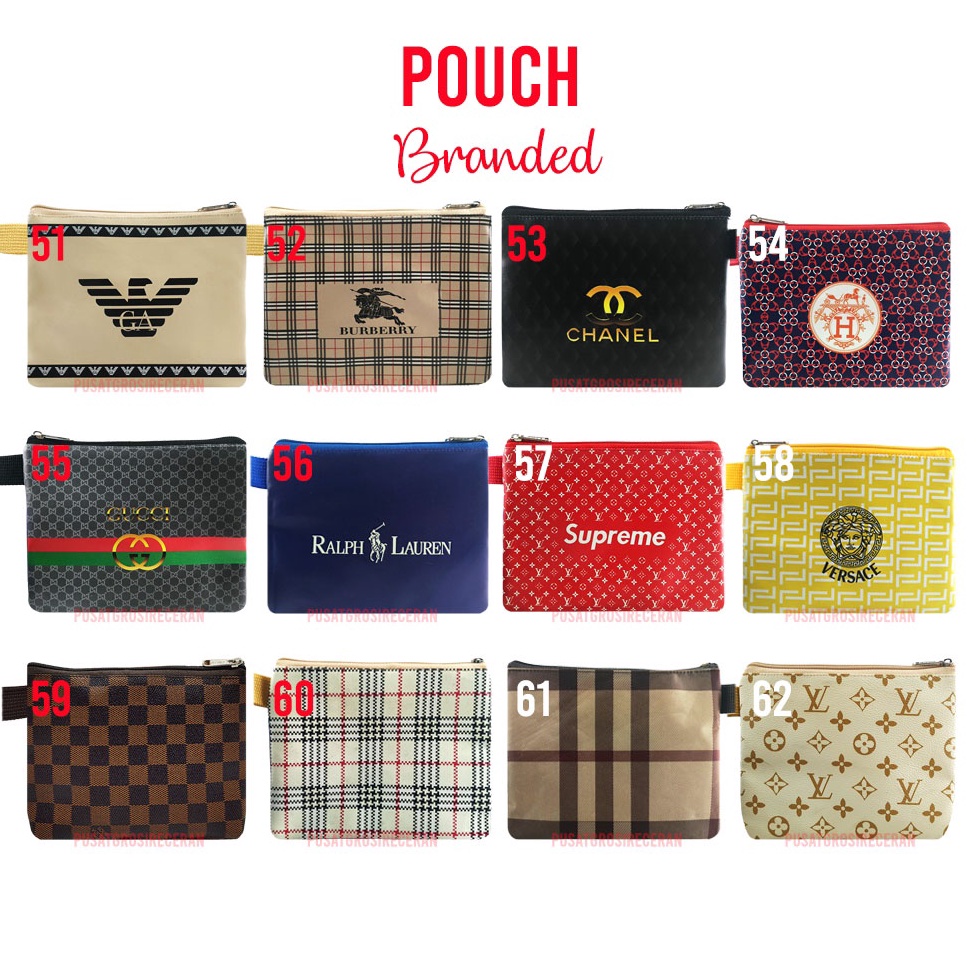 BERKUALITAS Pouch Bag Motif Branded Penyimpan Kosmetik Tas Serbaguna Tas Make Up