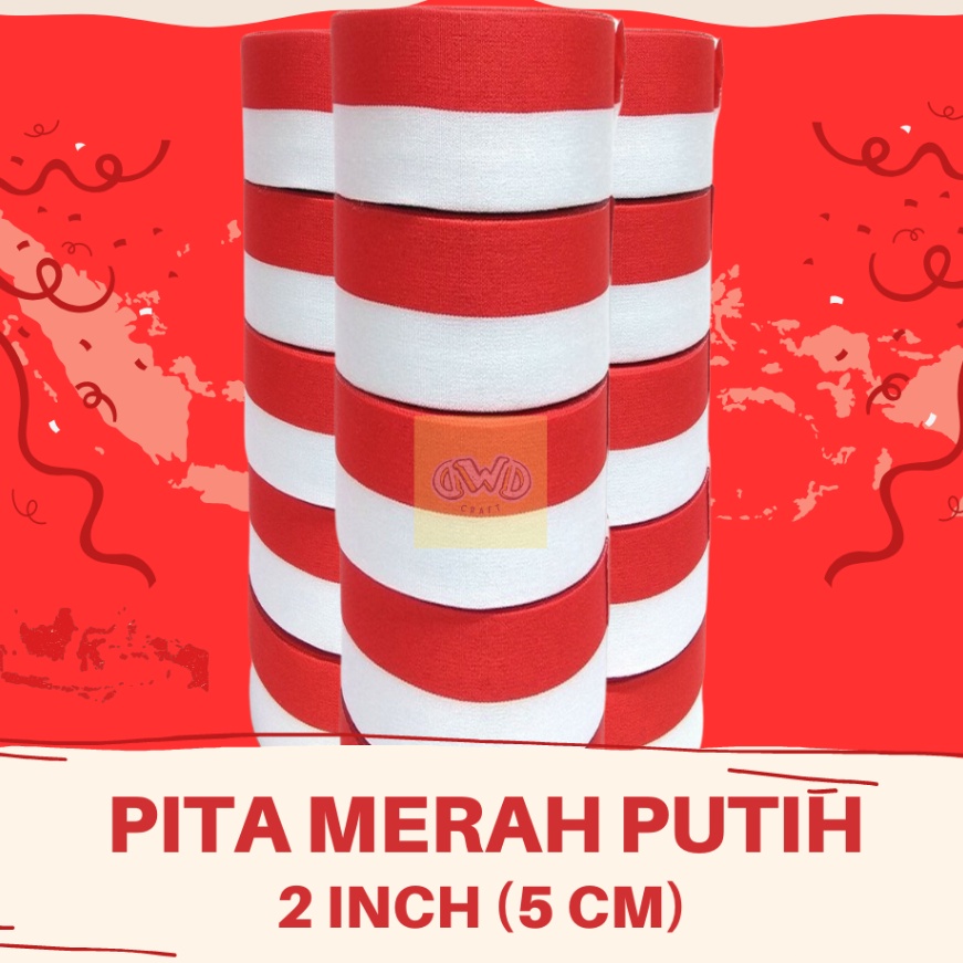 

Potongan Pita Merah Putih 2 inch 5 cm Pita Bendera
