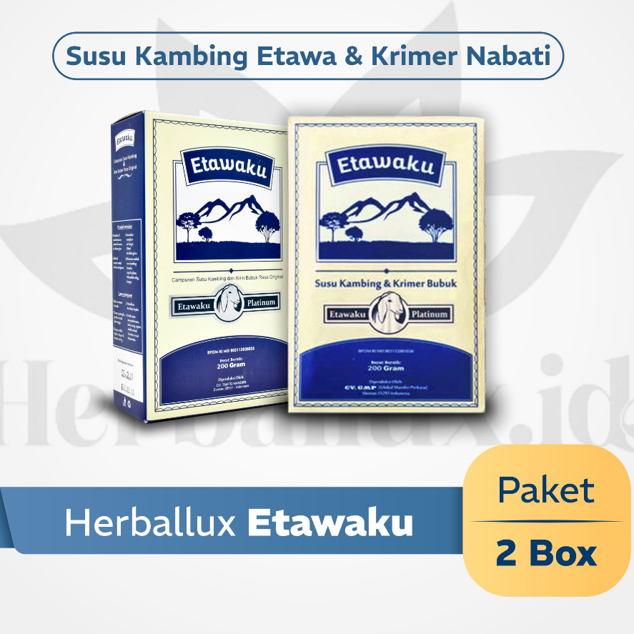 

Etawaku Platinum Paket 2 Box– Susu Kambing Etawa & Krimer Nabati isi 200gr Herballux
