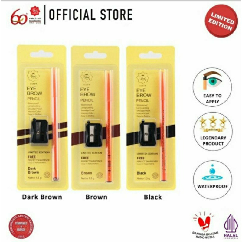 [Harga Grosir] Pencil alis Viva Eye brow pencil warna Coklat hitam dark Brown Grey Brown Normal brow