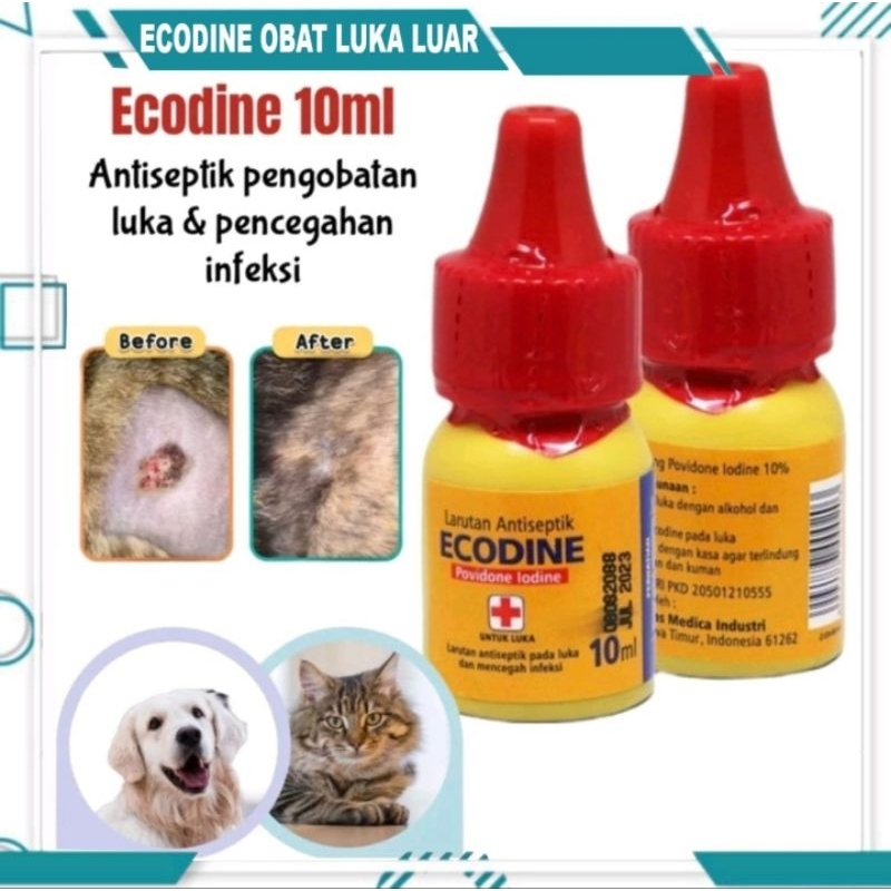 Ecodine Antiseptik Obat Luka Kucing Anjing Kelinci Anti Infeksi Cepat Kering
