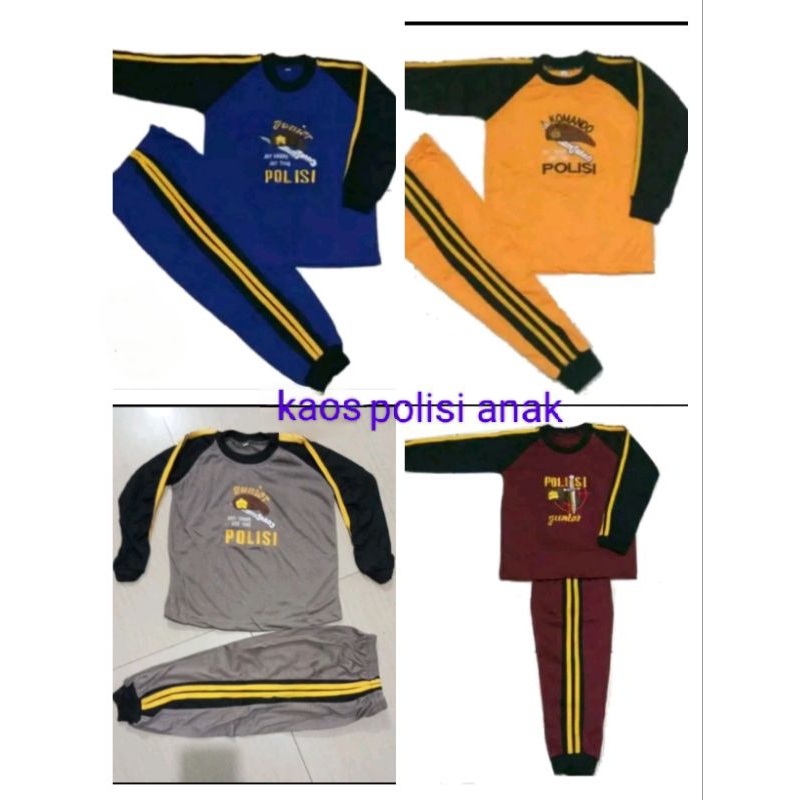 setelan kaos polisi anak lengan panjang/1set kaos polisi junior