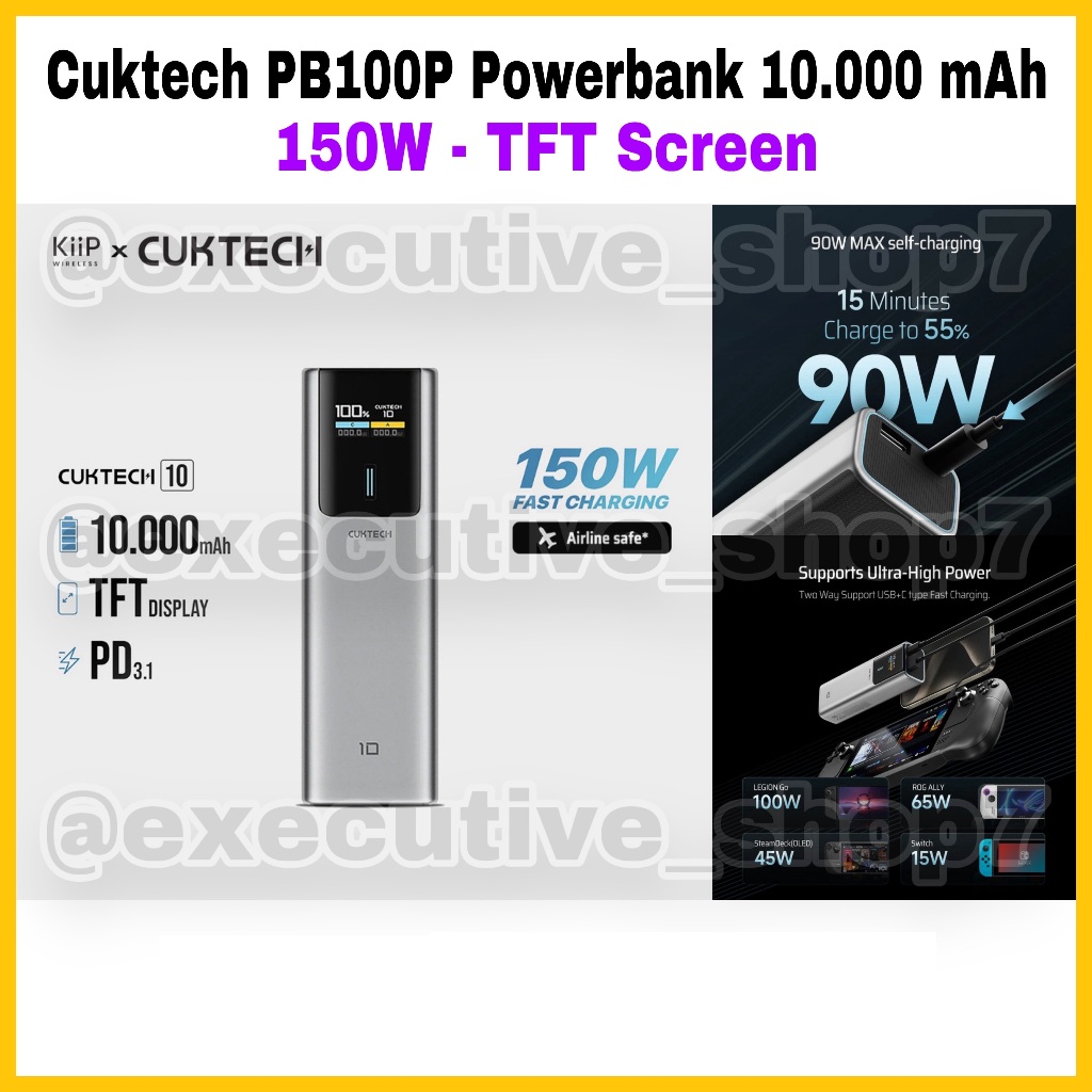 Cuktech PB100P Powerbank 10.000 mAh - 150W - TFT Screen